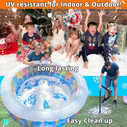 Vista 5 de PARTY GOAT Polvo de nieve instantáneo para juegos y decoración sensoriales. 18 onzas hace 7 galones de nieve falsa. Hasta 400 bolas de nieve