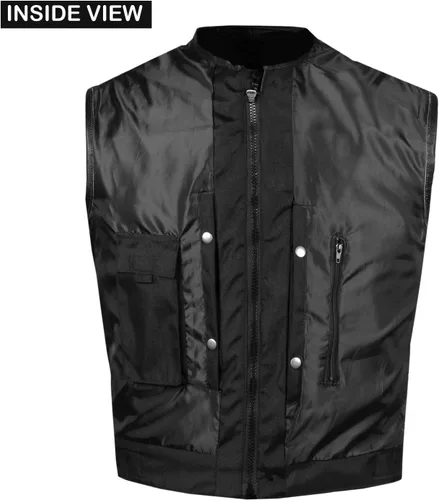 Vista 8 de Armor Biker - Chaleco ajustable de cuero para hombre, color negro