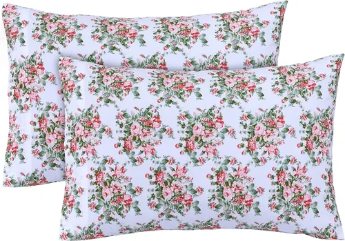 Vista 19 de Feather & Stitch - Fundas de almohada 100% algodón de 2 piezas tamaño Queen, 300TC fundas de almohada ultra suaves con cierre de sobre, resistentes