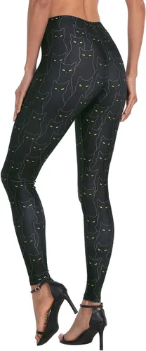 Vista 6 de HDE Leggings de entrenamiento con diseño de moda. Divertidos estampados impresos con gráficos de moda