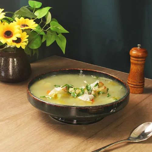 Vista 5 de Tazón de sopa Plato de sopa grandes para pasta, 47 onzas, juego de 2, para servir, ensalada, cena, plato hondo/tazón ancho, microondas, horno, Negro