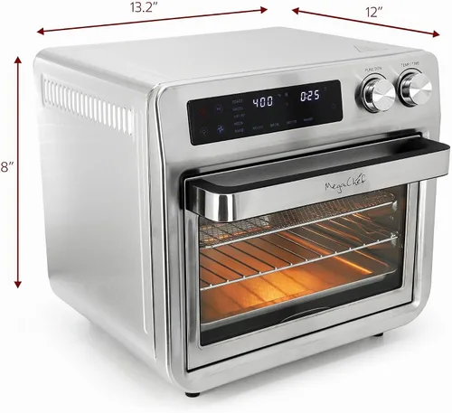 Vista 3 de MegaChef Freidora de aire multifunción eléctrica digital de 25 cuartos de galón y horno de encimera con asar, hornear y tostar