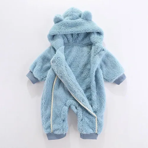 Vista 3 de Traje de nieve para bebés recién nacidos, con forro polar, con capucha, ropa cálida para bebés