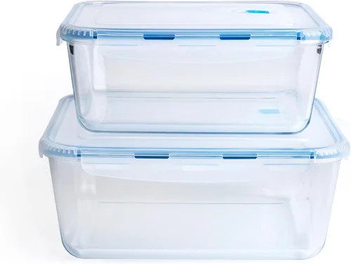 Vista 8 de Recipientes de vidrio de borosilicato templado grandes para almacenamiento de alimentos con tapas libres de BPA, [paquete de 2] Recipientes