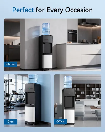Vista 8 de Feelfunn Dispensador de agua de carga superior para botellas de 3 o 5 galones, dispensador de agua fría y caliente, dispensador de enfriador de agua