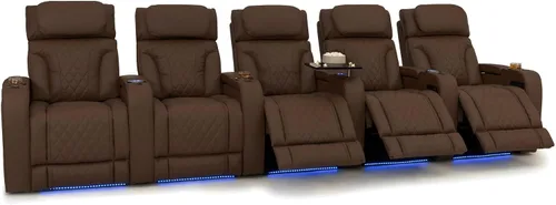 Vista 47 de Seatcraft Luminis 365 - Asiento de cine en casa (fila de 2 biplazas), color carmesí
