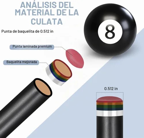 Vista 5 de HomeSeason Carbon Fiber Pool Cue Stick 58" Billiard Cue Sticks 20oz Professional Competition Low Deflection Pool Sticks with Leather Bag 3/8 * 8 Pin