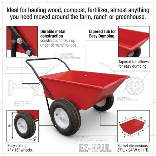 Vista 3 de FarmTek EZ-Haul - Carro de metal multiusos – Capacidad de 300 libras