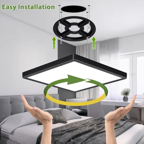 Vista 7 de Lámpara de techo LED empotrada de 12 pulgadas, 24 W, 3000 K/4000 K/6000 K, luz de techo LED ajustable, 2800 lm para dormitorio, cocina, pasillo