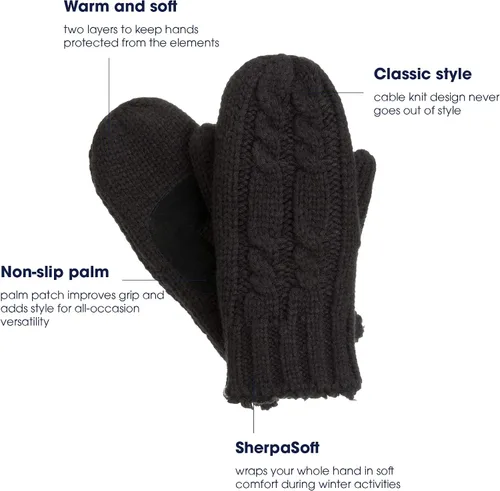 Vista 4 de isotoner Manoplas Sherpasoft de punto trenzado grueso para mujer