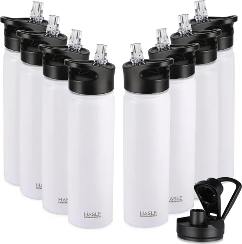 Vista 76 de HASLE OUTFITTERS Botella de agua aislada de 22 onzas, botella de agua de acero inoxidable de doble pared de boca ancha con tapa de popote y tapa