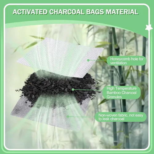 Vista 3 de 12 absorbentes de olores de carbón, absorbente de olores de carbón activado para el hogar, bolsa purificadora de aire de carbón de bambú