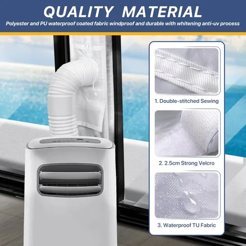 Vista 5 de LOVIGA Kit de ventilación portátil para puerta corrediza de CA, 100% Puerta corredera de 25x232cm