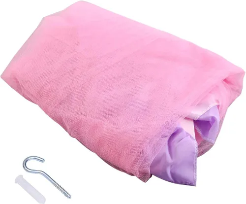 Vista 4 de HAPPYGRILL Mosquitera de princesa con elegante encaje de volantes para niñas y bebés (rosa)