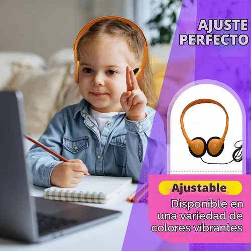 Vista 5 de Paquete de 10 auriculares con cable a granel, sobre la oreja con conector de 3.5mm, cable libre de enredos de 4 pies, ajuste cómodo, asequible
