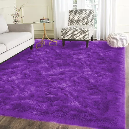 Vista 60 de Latepis - Alfombra rectangular de piel sintética tipo lana de oveja suave y esponjosa de estilo bohemio para sala de estar, dormitorio y residencias
