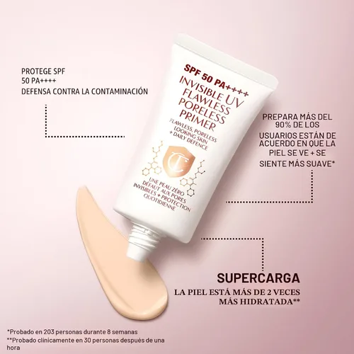 Vista 3 de Charlotte Tilbury Imprimación de maquillaje invisible UV Flawless – Protector solar SPF 50 de amplio espectro e imprimación facial sin poros