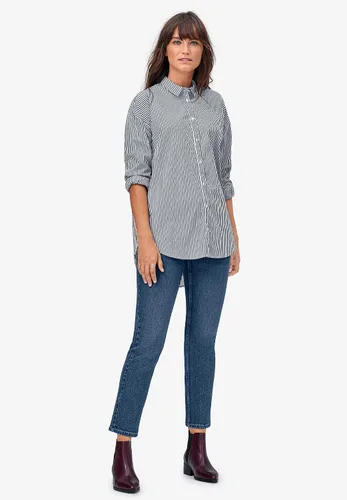 Vista 7 de Ellos Camisa tipo túnica elástica con botones en la parte delantera y relajada, talla grande