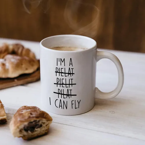 Vista 5 de Aurahouse Divertidos regalos de aviación de piloto para hombres y mujeres, taza con la frase "I Can Fly", regalo de piloto de aviones para niños