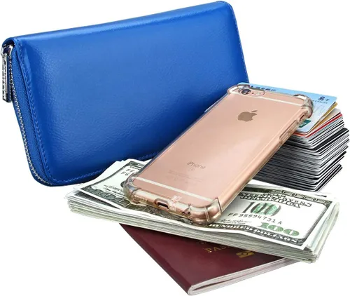 Vista 3 de Easyoulife Cartera de cuero genuino para mujer con tarjetero RFID seguro 36 ranuras