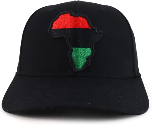 Vista 2 de Trendy Apparel Shop Gorra de béisbol estructurada bordada con mapa de África roja y negra y verde