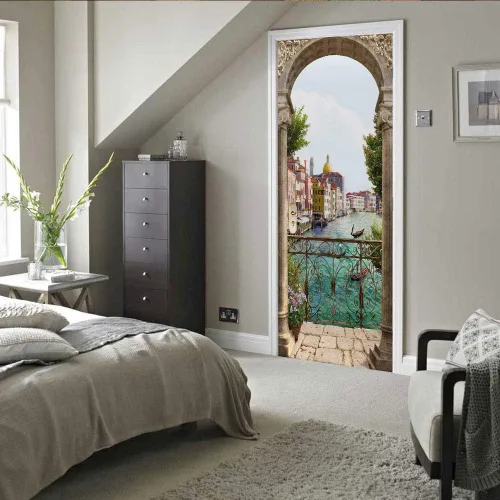 Vista 140 de Calcomanías 3D para puerta, murales para despegar y pegar, papel tapiz de caballo, calcomanías autoadhesivas extraíbles de PVC, impermeable, póster