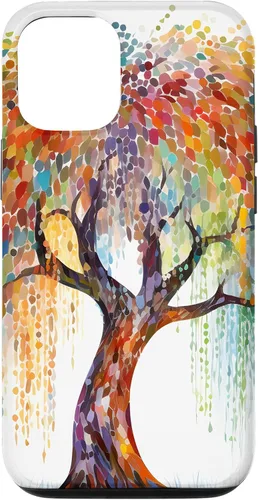 Vista 28 de Weeping Willow Tree Colorful Mosaic Case for iPhone 17