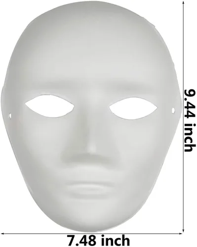 Vista 3 de 12 máscaras de papel maché de papel blanco, máscaras de cara completa, máscara pintable en blanco, disfraz para Mardi Gras, cosplay, baile