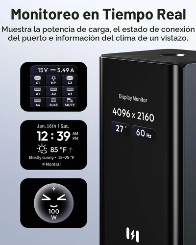 Vista 4 de Estación de acoplamiento para portátil Selore 3 monitores Triple 4K Display