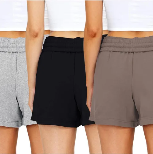 Vista 69 de AUTOMET Pantalones cortos deportivos para mujer, estilo casual, con cordón, cómodos, elásticos, de cintura alta, con bolsillos