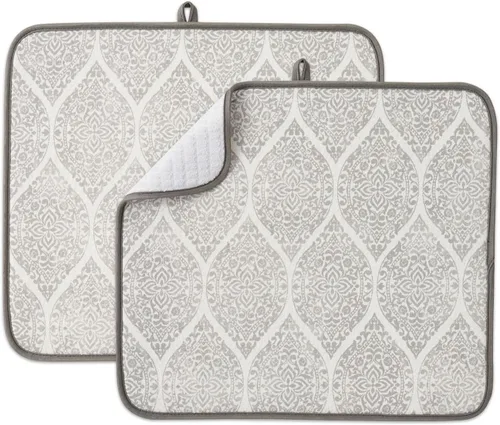 Vista 23 de Paquete de 2 tapetes de secado de platos para encimera de cocina, absorbentes, tapetes escurridor de platos de microfibra, almohadilla de secado