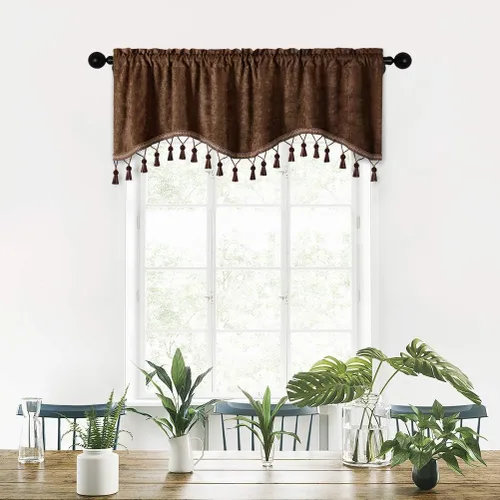 Vista 39 de Cortinas de doble cara de felpilla para cortina de cocina, cenefa para sala de estar