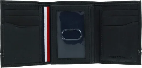 Vista 4 de Tommy Hilfiger Billetera de cuero Leif RFID triple con doble identificación, color negro