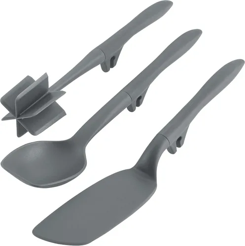 Vista 15 de Rachael Ray Herramientas y gadgets Lazy Crush & Chop, Flexi Turner y Scraping Spoon Set / Utensilios de cocina - 3 piezas, rojo burdeos