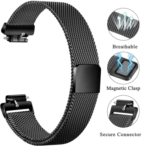 Vista 3 de Correa de metal compatible con Fitbit Inspire 3 e Inspire 2, correa de malla de acero inoxidable transpirable, correa de repuesto magnética