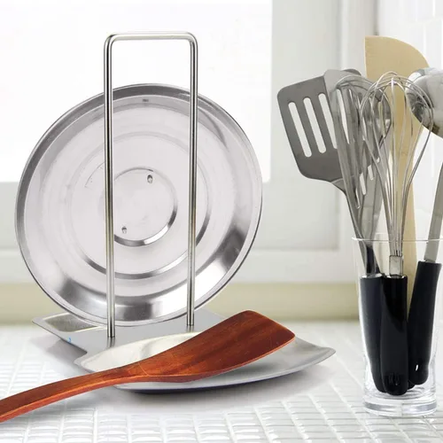 Vista 7 de Estante para Reposo de Tapas y Cucharas, Soporte Organizador de Acero Inoxidable 304 para Tapas de Ollas y Sartenes, ZYLONE Organizador