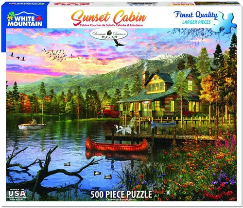 Vista 2 de White Mountain Rompecabezas de 500 piezas con diseño de lago, montaña y primavera, piezas grandes, regalo para adultos y personas mayores de 18 x 24