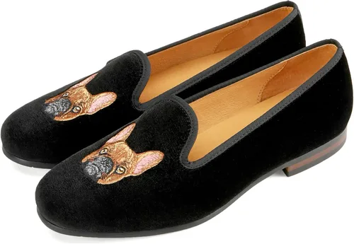 Vista 2 de Journey West Mocasines de terciopelo para hombre, mocasines bordados, mocasines de esmoquin, zapatos de vestir para fumar para hombre, Franch