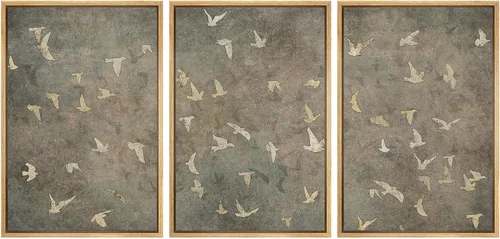 Vista 125 de SIGNWIN Lienzo enmarcado para pared, juego de arte abstracto de serenidad costera, ilustraciones abstractas junto al mar, arte moderno, decorativo
