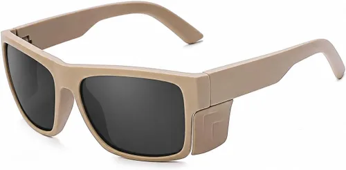 Vista 23 de Lentes de sol de seguridad para hombre, negro mate, lentes de sol de seguridad polarizados, cumplen con las normas ANSI Z87+, protección UV