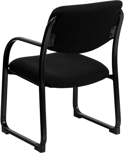 Vista 8 de Flash Furniture Silla de recepción lateral ejecutiva de tela negra Richie con base de trineo