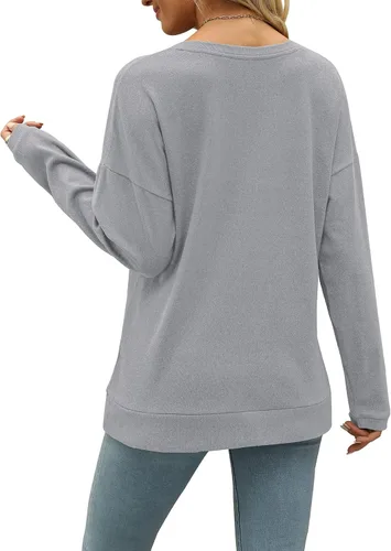 Vista 4 de Sudaderas casuales para mujer, camisetas Henley de manga larga con botones