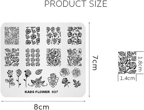 Vista 5 de KADS Plato de estampado de uñas Plantilla de flores Placas de diseño de imagen para decoración de uñas y arte de uñas DIY (FL037)