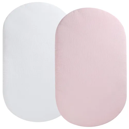 Vista 8 de Sábanas ajustadas de muselina para moisés compatibles con Halo Bassinest Swivel Flex Glide Premiere & Serie Luxe, 2 unidades, algodón elegante Boho