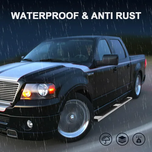Vista 7 de Estribos compatibles con Ford F150 Super Cab 2015-2024. Barras Nerf de acero inoxidable para Ford Super Cab.