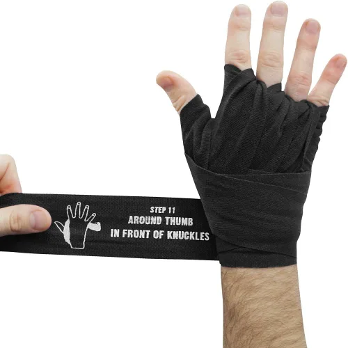Vista 2 de ArrowWay Vendas de mano instructivas con instrucciones impresas para boxeo y MMA - Meister elástico de 142 pulgadas