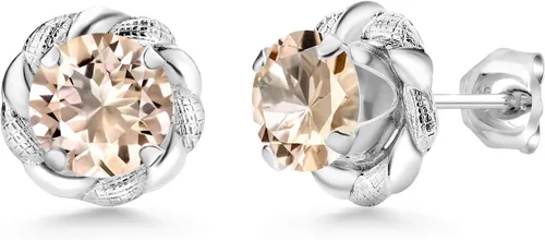 Vista 42 de Gem Stone King Aretes de plata de ley 925 de 0.236 in con piedra natal redonda para mujer