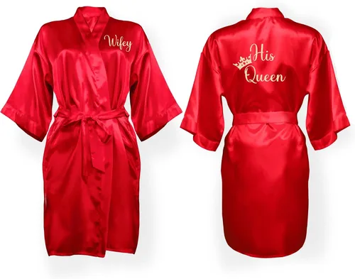 Vista 11 de Bata personalizada para mujer, tallas S-5XL, añade símbolos, texto y monogramas – Batas para bodas, viajes de niñas, cumpleaños y más