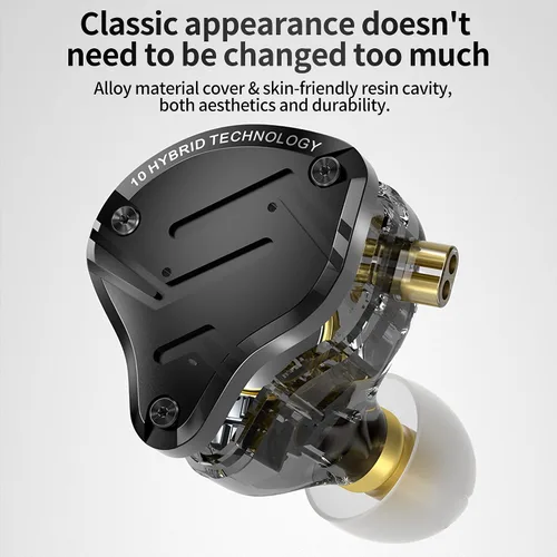 Vista 6 de KZ ZS10 PRO X - Audífonos Monitor dentro del oído, auriculares IEM con controladores híbridos 4BA+1DD mejorados, auriculares con cable metálico HiFi