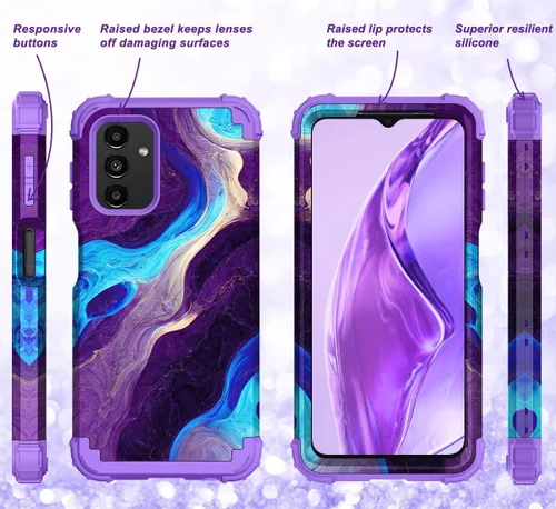 Vista 5 de Hocase Funda para Galaxy A13 5G, resistente a prueba de golpes, protección con parachoques de goma de silicona suave + plástico duro, funda